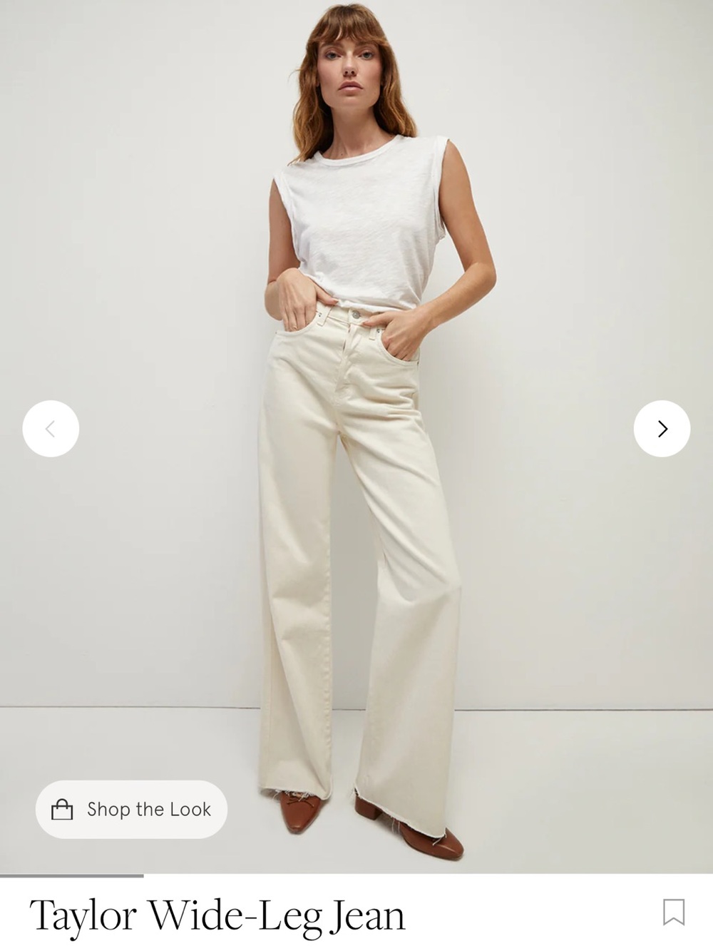 Veronica Beard Taylor Wide-Leg Jean in Cream - worn 1x